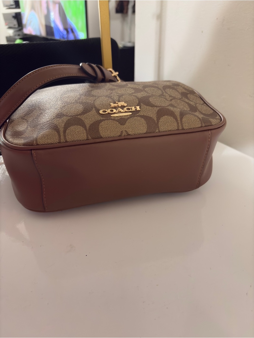 Coach Brown Signature Canvas Crossbody with Gold Hardware - Picture 8 of 14